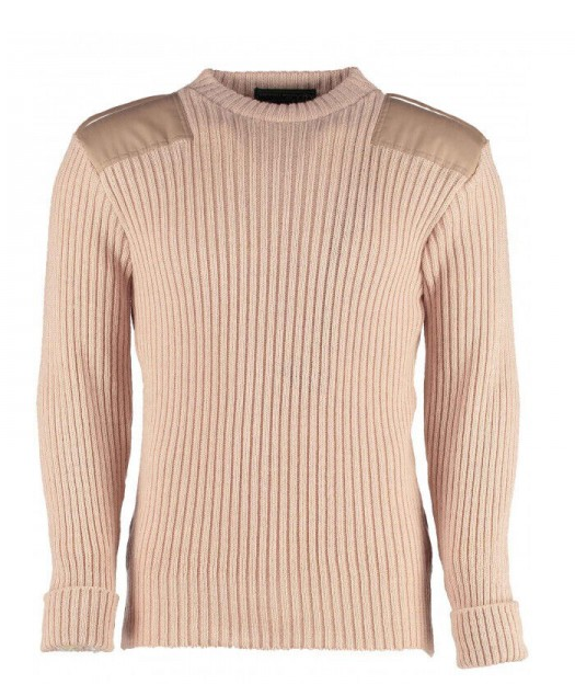 British Commando Sweater Woolly Pully CREW Neck with Epaulets - Various Colors