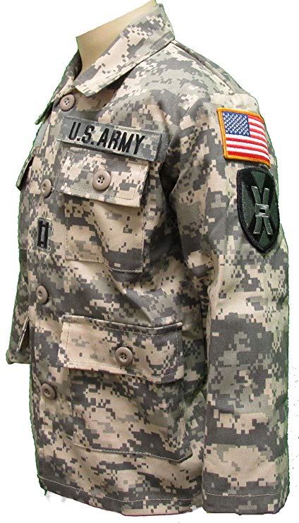 Kids Army Jacket with Authentic Military Patches - ACU Camo