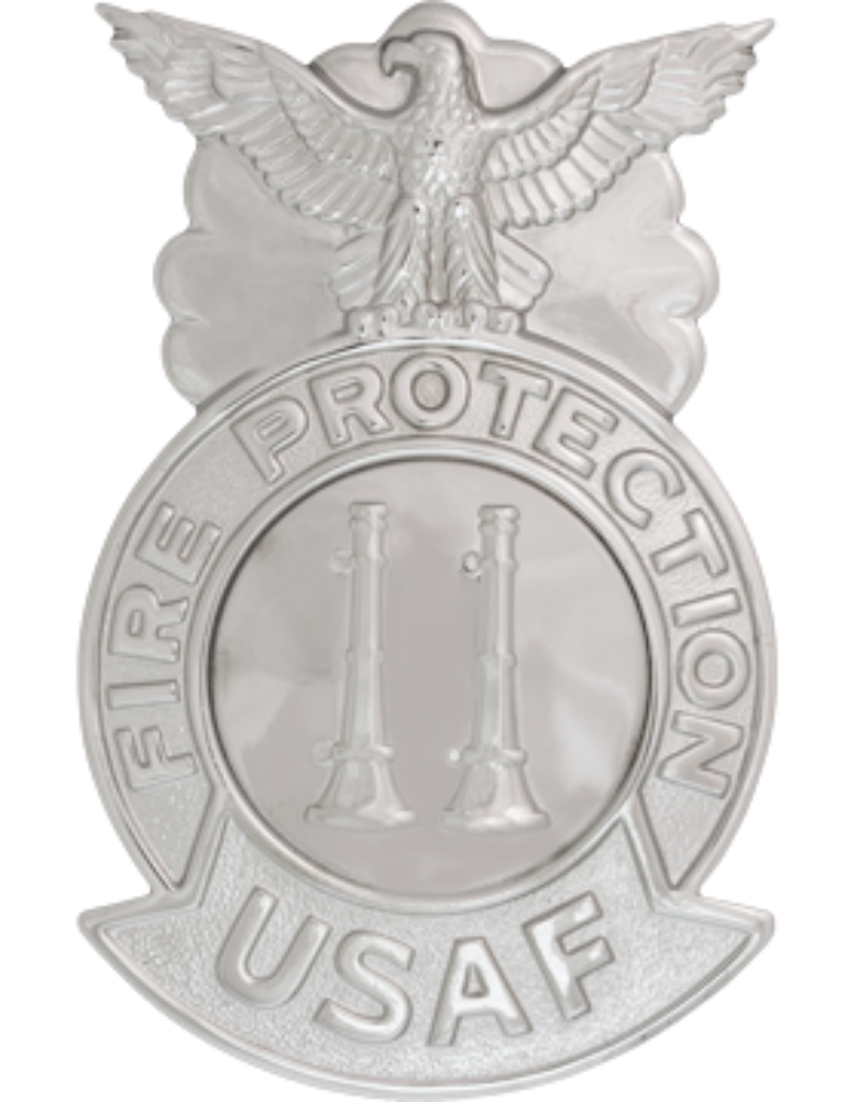 USAF Captain Fire Protection Badge Metal Insignia - Two Bugle Parallel
