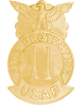 USAF Captain Fire Badge - Metal GOLD Two Bugle Parallel