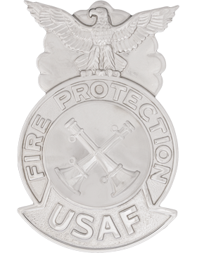 USAF Station Chief Fire Badge - Metal CHROME Crossed Bugles
