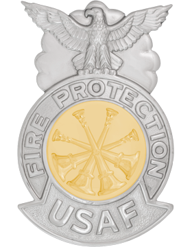 USAF Deputy Chief Fire Badge - Metal CHROME/GOLD Four Bugles