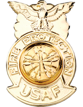 USAF Fire Chief Badge Metal Insignia - GOLD Five Bugles