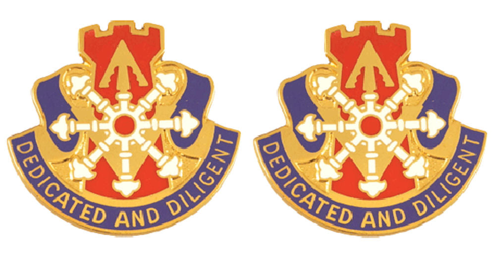 111th Engineering Distinctive Unit Insignia - Pair - DEDICATED AND DILIGENT