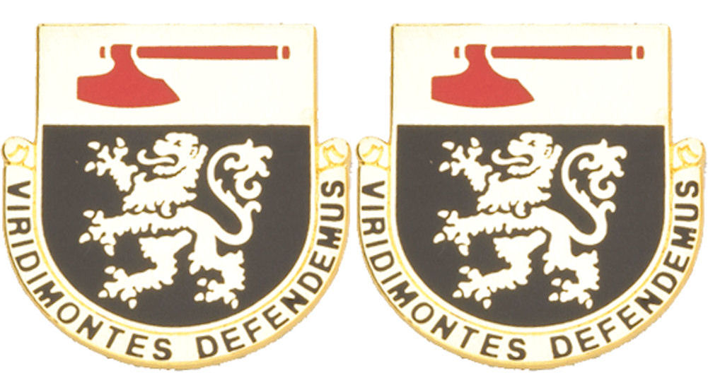124th Regiment Vermont Distinctive Unit Insignia - Pair - VIRIDIMONTES DEFENDEMUS