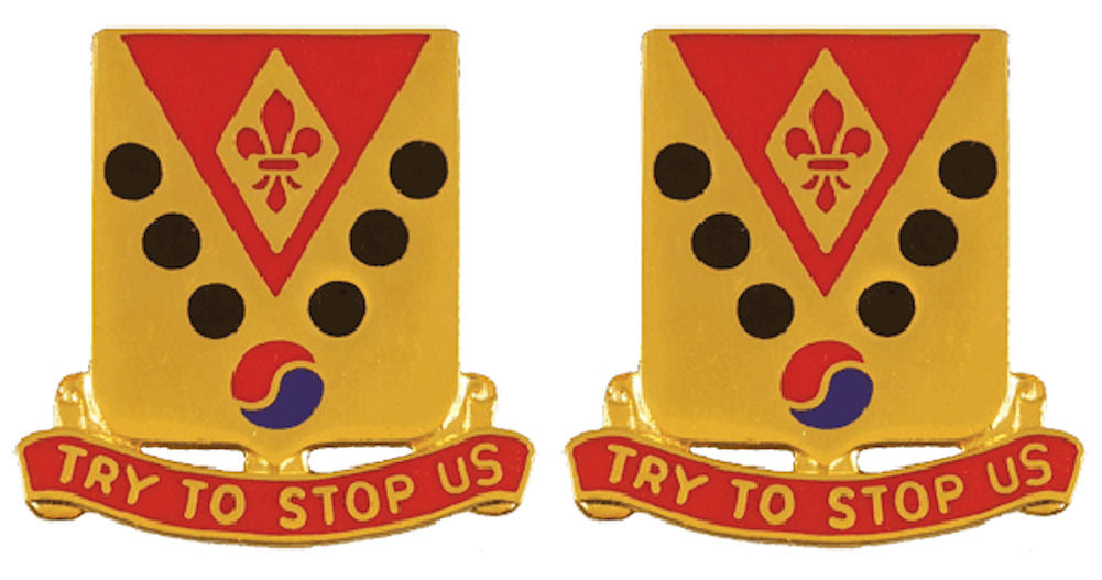 142nd Field Artillery Distinctive Unit Insignia - Pair - TRY TO STOP US