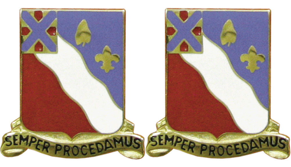 156th Field Artillery New York Distinctive Unit Insignia - Pair - SEMPER PROCEDAMUS