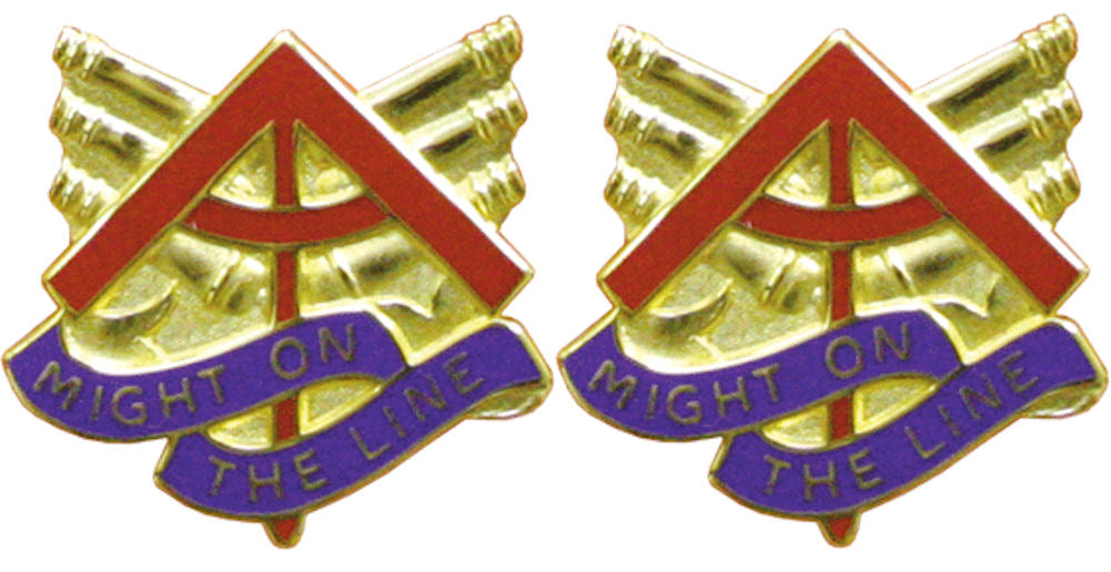 157th Field Artillery Michigan Distinctive Unit Insignia - Pair - MIGHT ON THE LINE