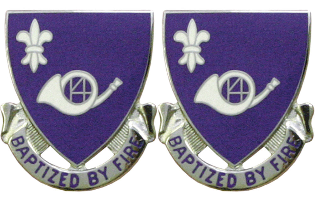 187th Field Artillery New York Distinctive Unit Insignia - Pair - BAPTIZED BY FIRE