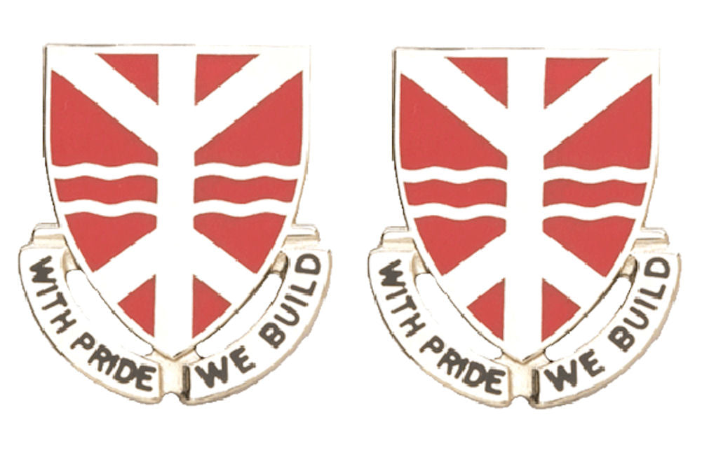 527th ENGINEER BATTALION Distinctive Unit Insignia - Pair - WITH PRIDE WE BUILD