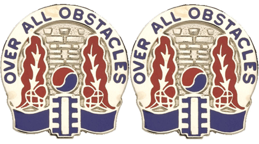 565th ENGINEER BATTALION Distinctive Unit Insignia - Pair - OVER ALL OBSTACLES