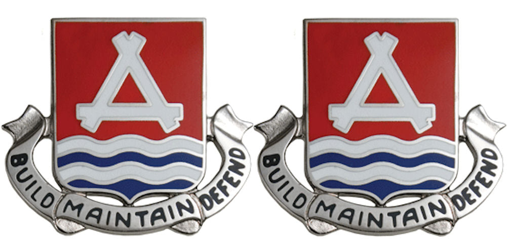 841st ENGINEER BATTALION Distinctive Unit Insignia - Pair - BUILD MAINTAIN DEFEND