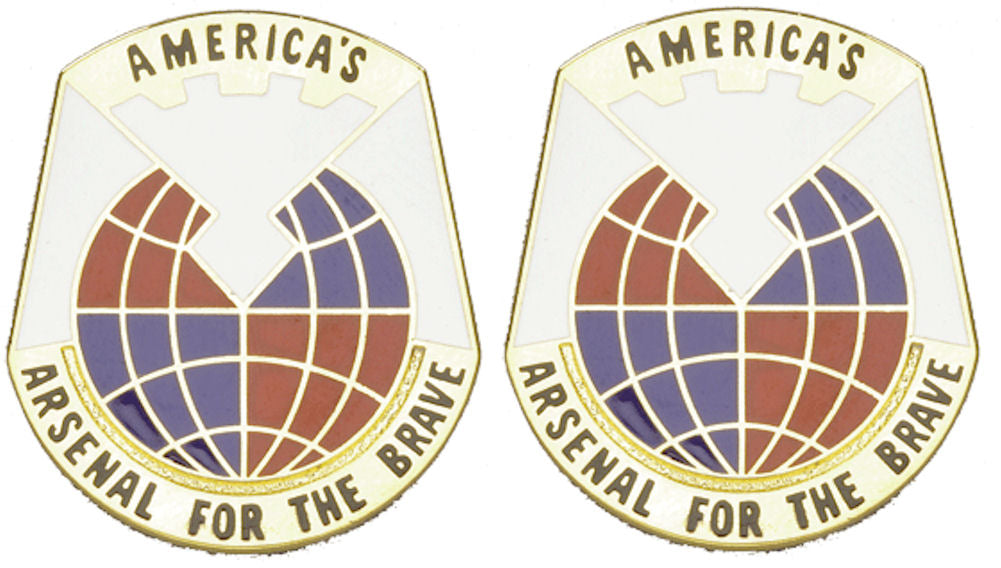 U.S. ARMY MATERIEL COMMAND (AMC - DARCOM) Distinctive Unit Insignia - Pair - AMERICA'S ARSENAL FOR THE BRAVE