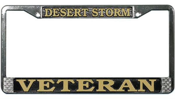 Desert Storm Veteran Metal License Plate Frame