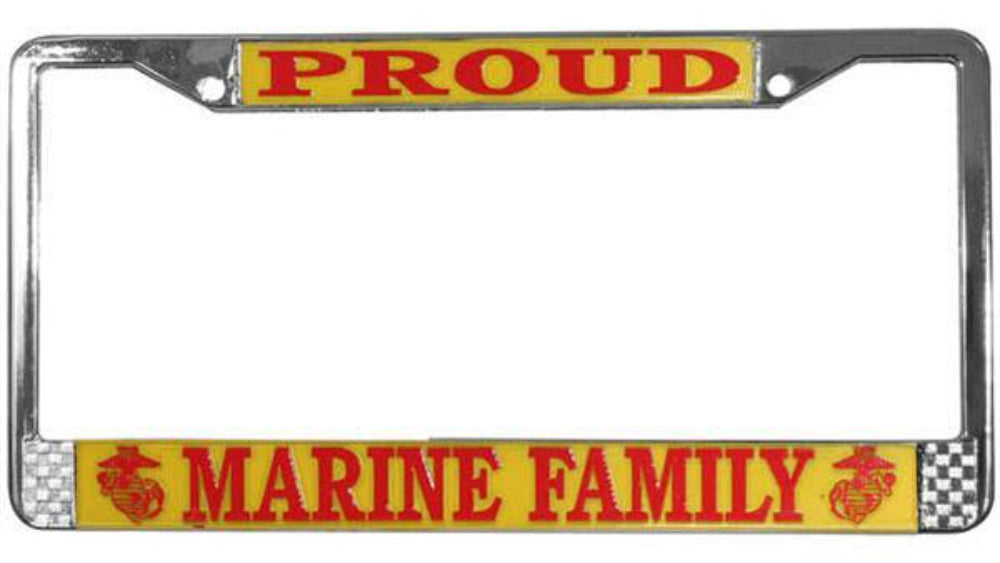 Proud Marine Family Metal License Plate Frame