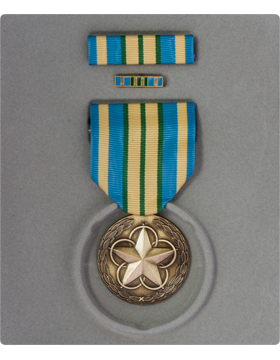 Military Outstanding Volunteer Service Full Size Medal Box Set with Lapel Pin