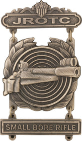 JROTC Expert with Small Bore Rifle Q-Bar, Target & Wreath (Silver Ox)