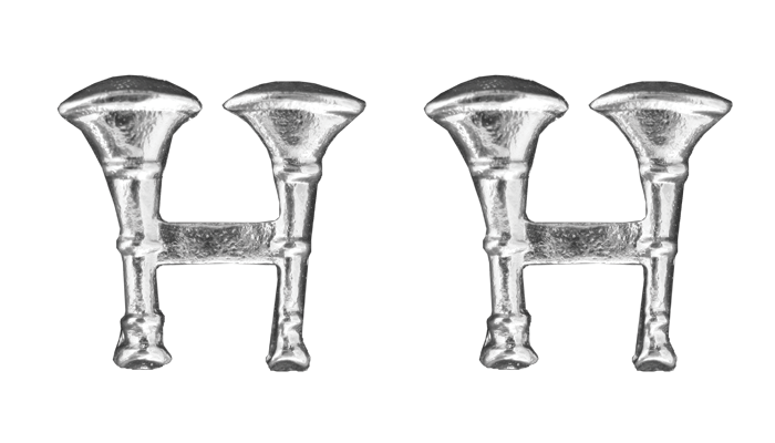 Two Bugles Collar Device Parallel - No Shine Metal Pin-On - PAIR