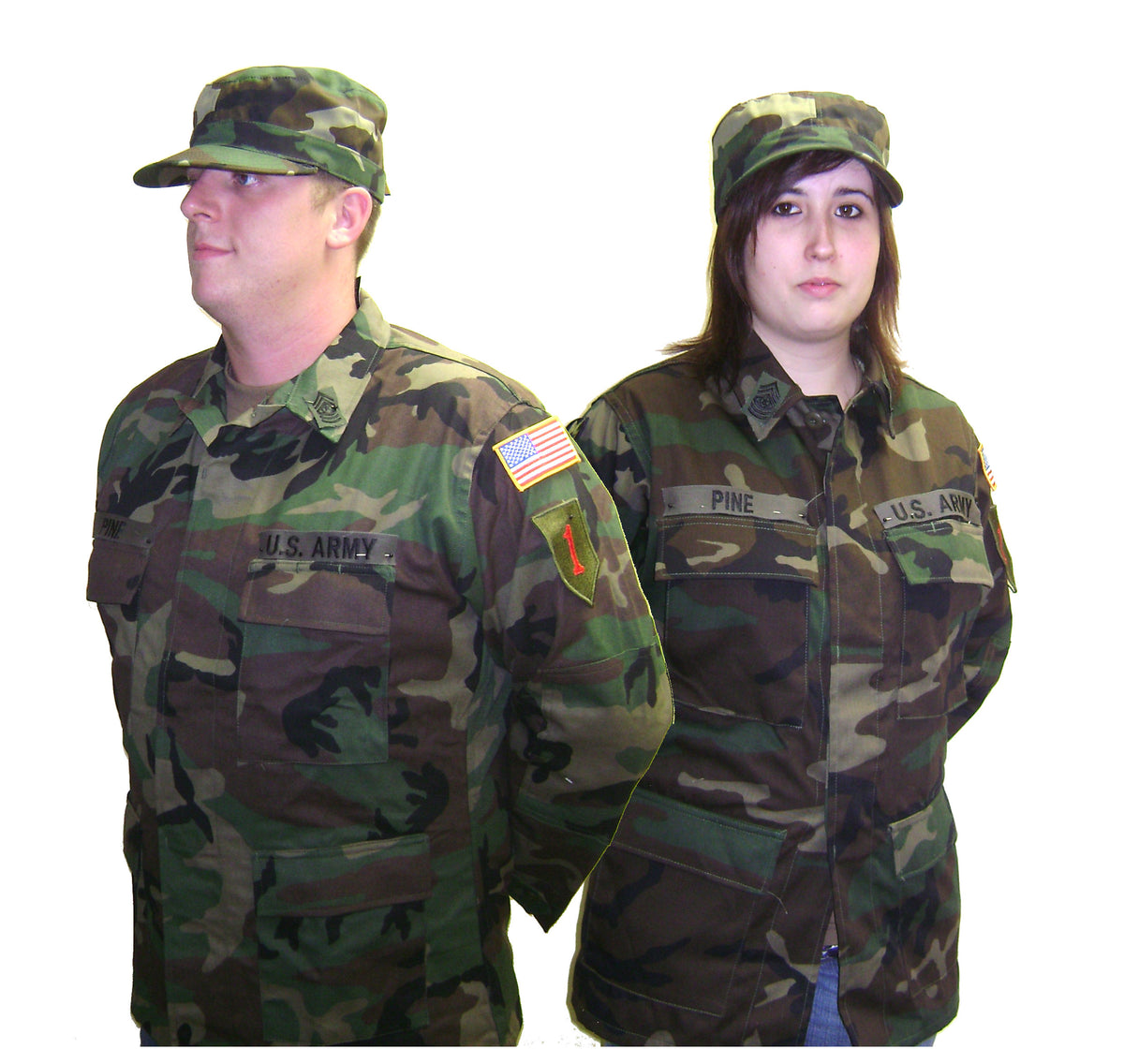 Army Jacket with Patches - Military Woodland Camouflage