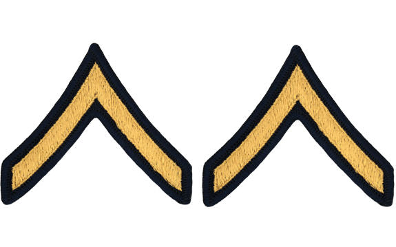 U.S. Army Gold on Blue Chevrons - Pair - All Enlisted Ranks