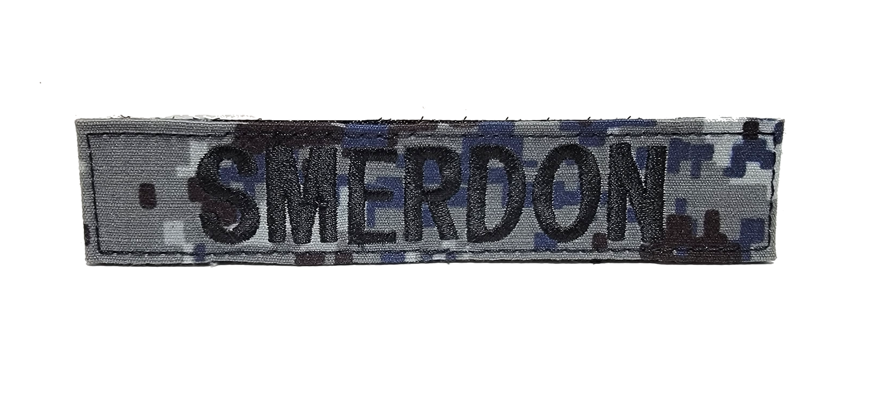 Blue Digital Name Tape with Hook Fastener - Fabric Material