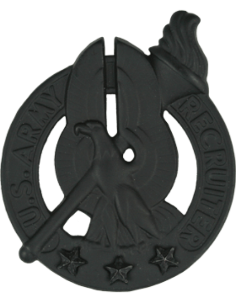Army Recruiter Identification Badge - Subdued Metal Pin-on Black