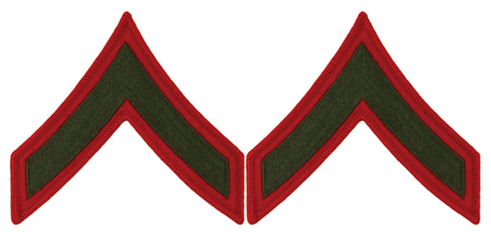 USMC Chevrons - GREEN on RED