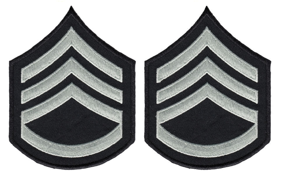 LAPD Sergeant Chevrons with Rocker - Silver/Grey/Black