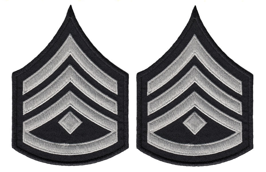 LAPD Sergeant Chevrons with Rocker and Diamond - Silver/Grey