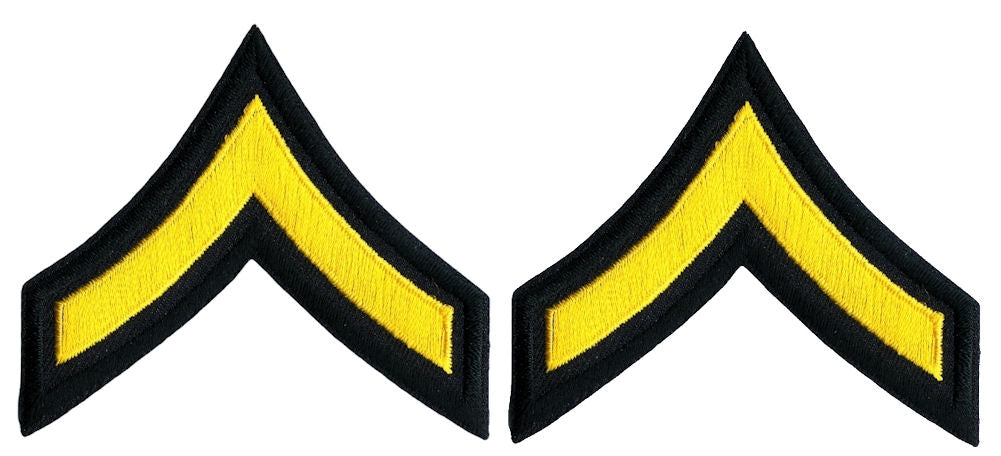 PFC Chevrons - Medium Gold on Black