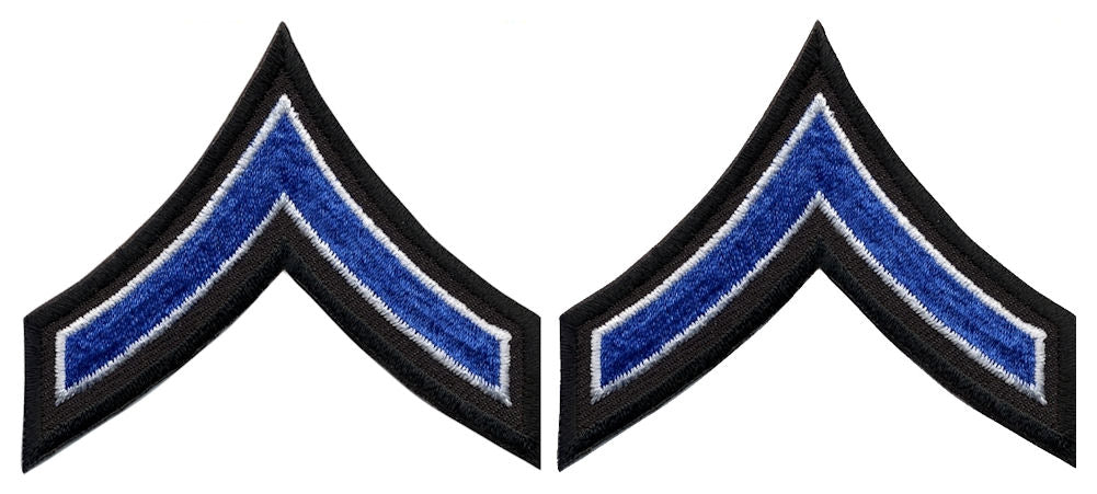 PFC Chevrons - Royal with White Edge on Black