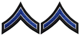 PFC Chevrons - Royal with White Edge on Black