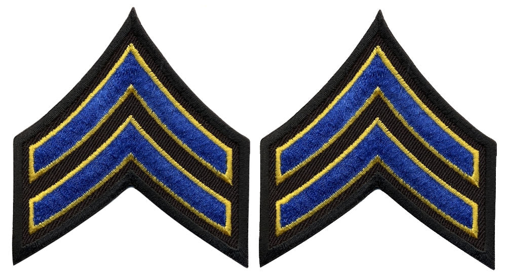 Corporal Chevrons - Royal with Medium Gold on Black