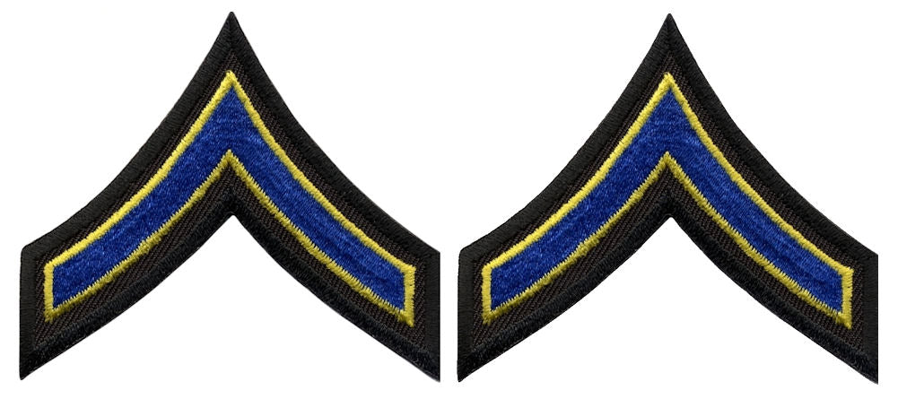 PFC Chevrons - Royal with Medium Gold on Black