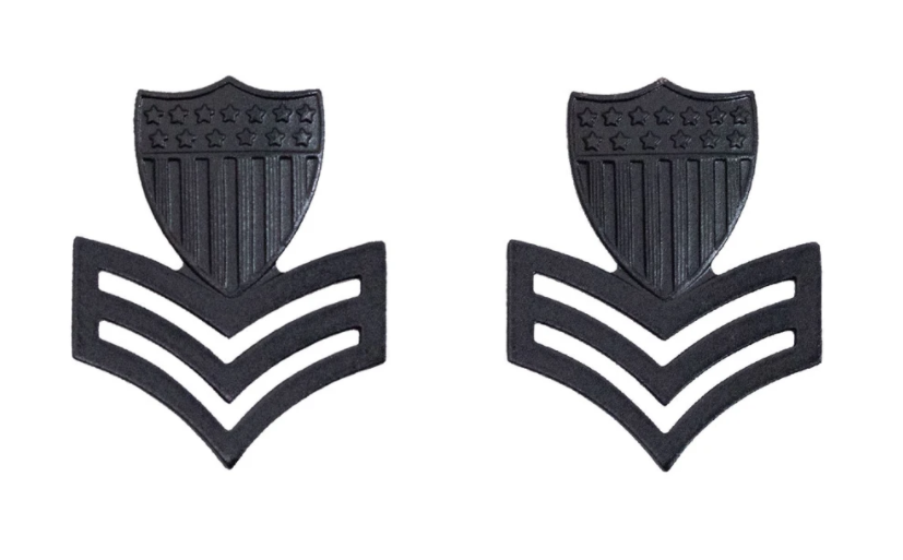 E-6 Petty Officer 1 - U.S. Coast Guard Black Metal Pin-On Rank