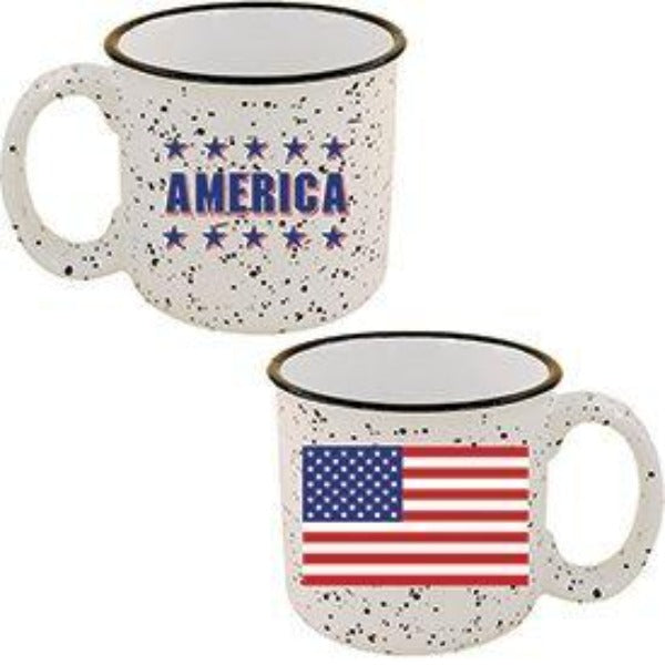 American Flag Coffee Cup - 14oz Stone Speckled Camper Mug