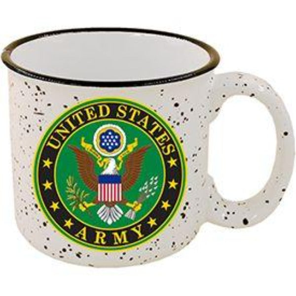 U.S. Army Emblem Coffee Cup - 14oz Stone Speckled Camper Mug
