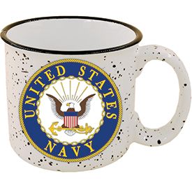 U.S. Navy Emblem Coffee Cup - 14oz Stone Speckled Camper Mug