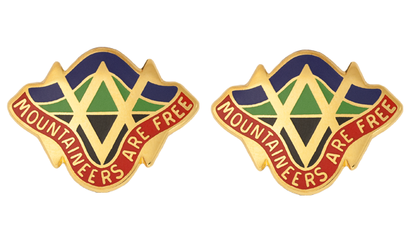 West Virginia State Headquarters Army National Guard Unit Crest DUI - 1 PAIR - MOUNTAINEERS ARE FREE