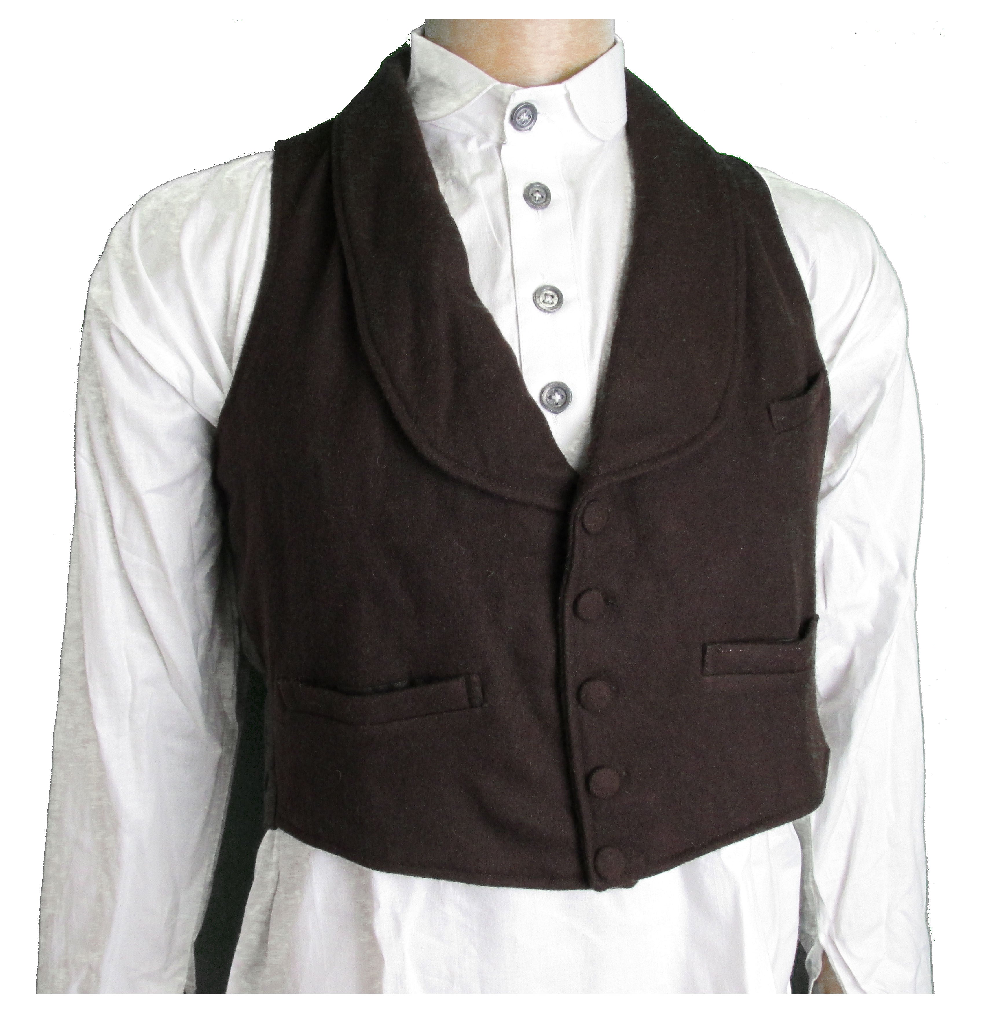 19th Century Fashionable Single Breast Shawl Collar Waistcoat - Vest C