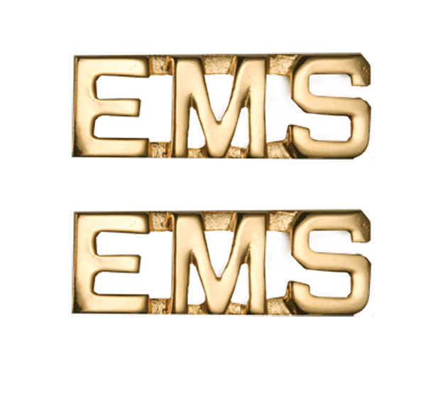 EMS Collar Letter Insignia - No Shine Metal Pin-On - PAIR
