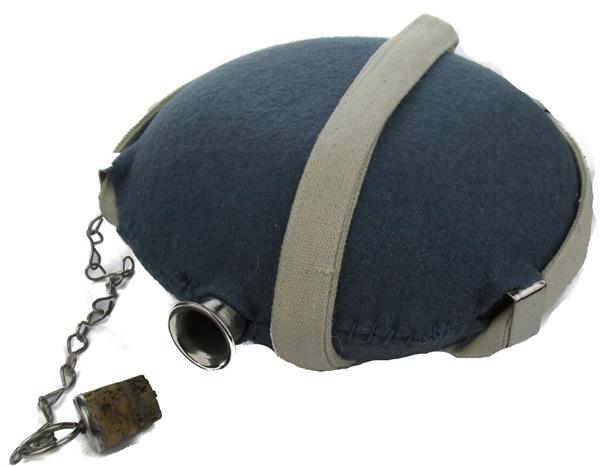 thumbnail image 2 of US Union Army Civil War Canteen Replica - Sky Blue Wool Cover With Canvas Strap 2 of 10