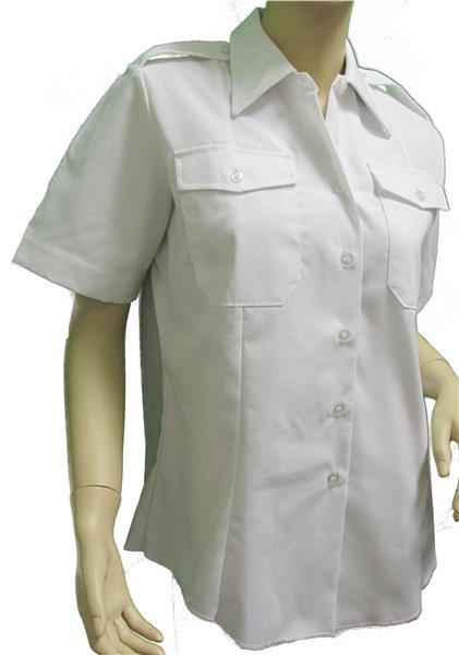Women's Military Dress Shirt - Short Sleeve WHITE