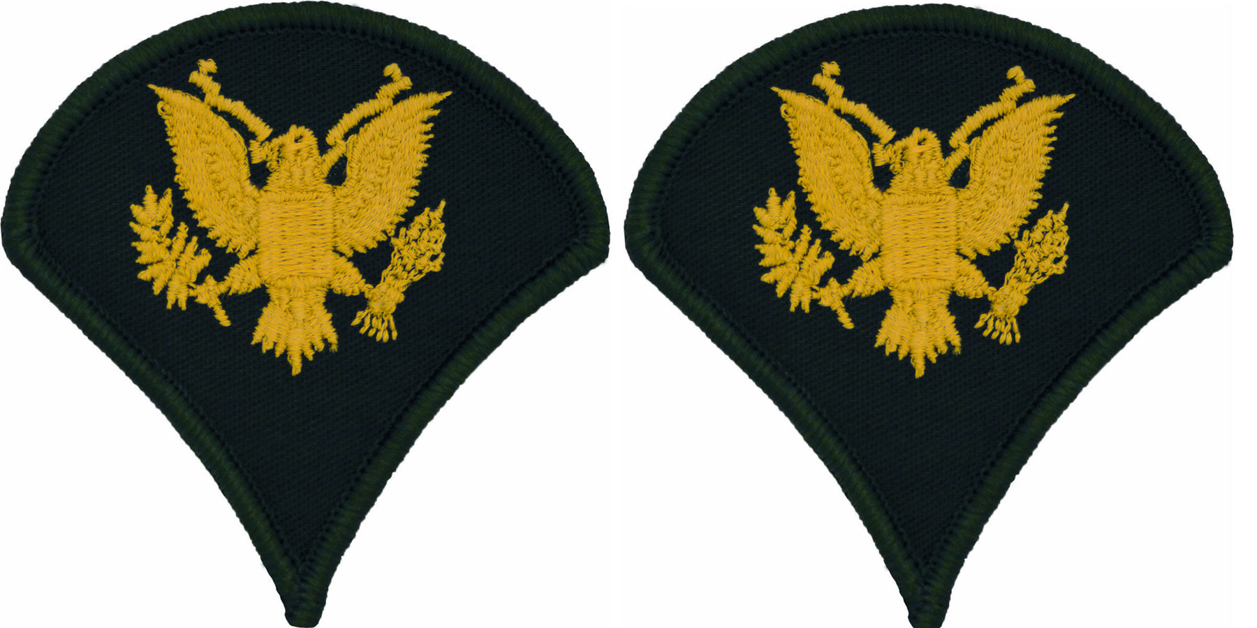 U.S. Army Gold on Green Chevrons - Pair - All Enlisted Ranks