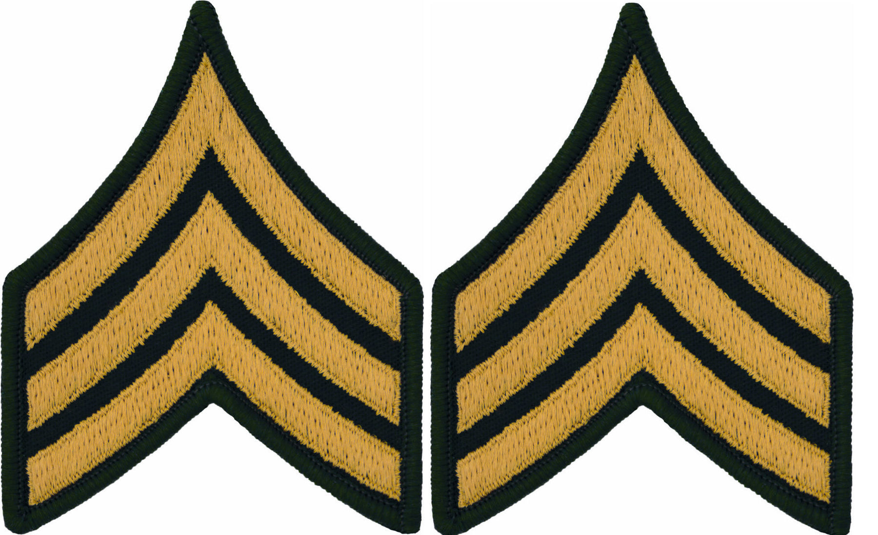 U.S. Army Gold on Green Chevrons - Pair - All Enlisted Ranks