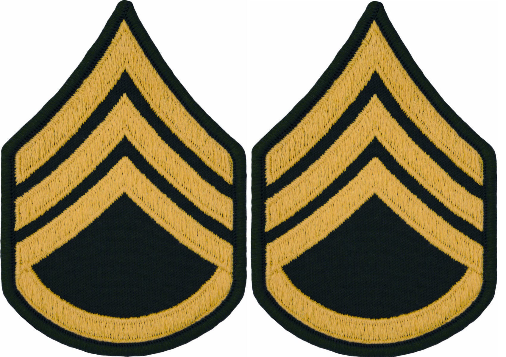 U.S. Army Gold on Green Chevrons - Pair - All Enlisted Ranks