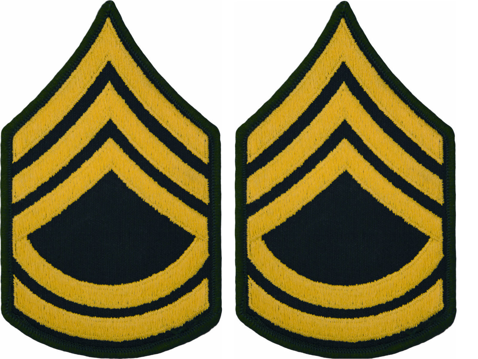 U.S. Army Gold on Green Chevrons - Pair - All Enlisted Ranks