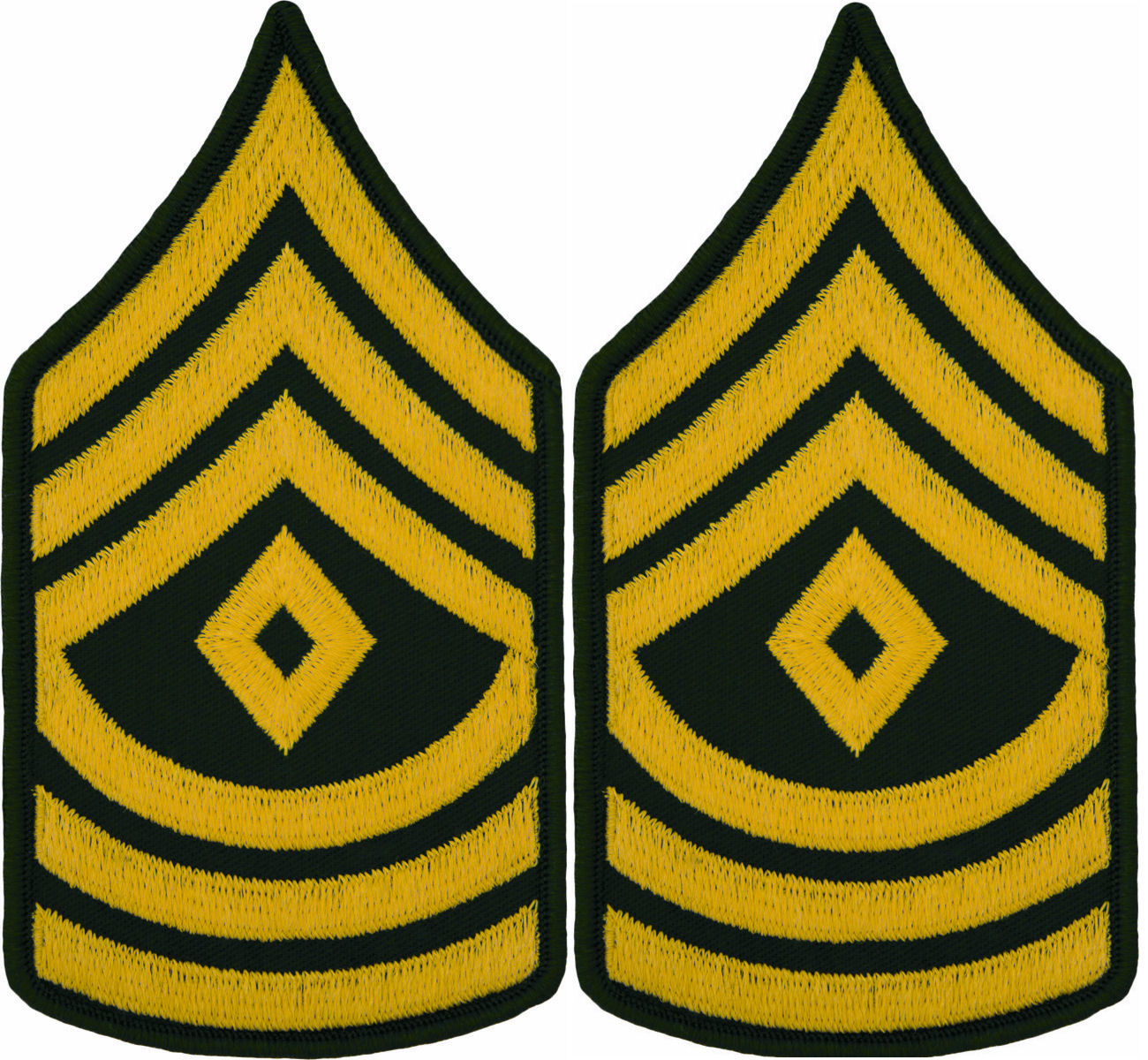 U.S. Army Gold on Green Chevrons - Pair - All Enlisted Ranks