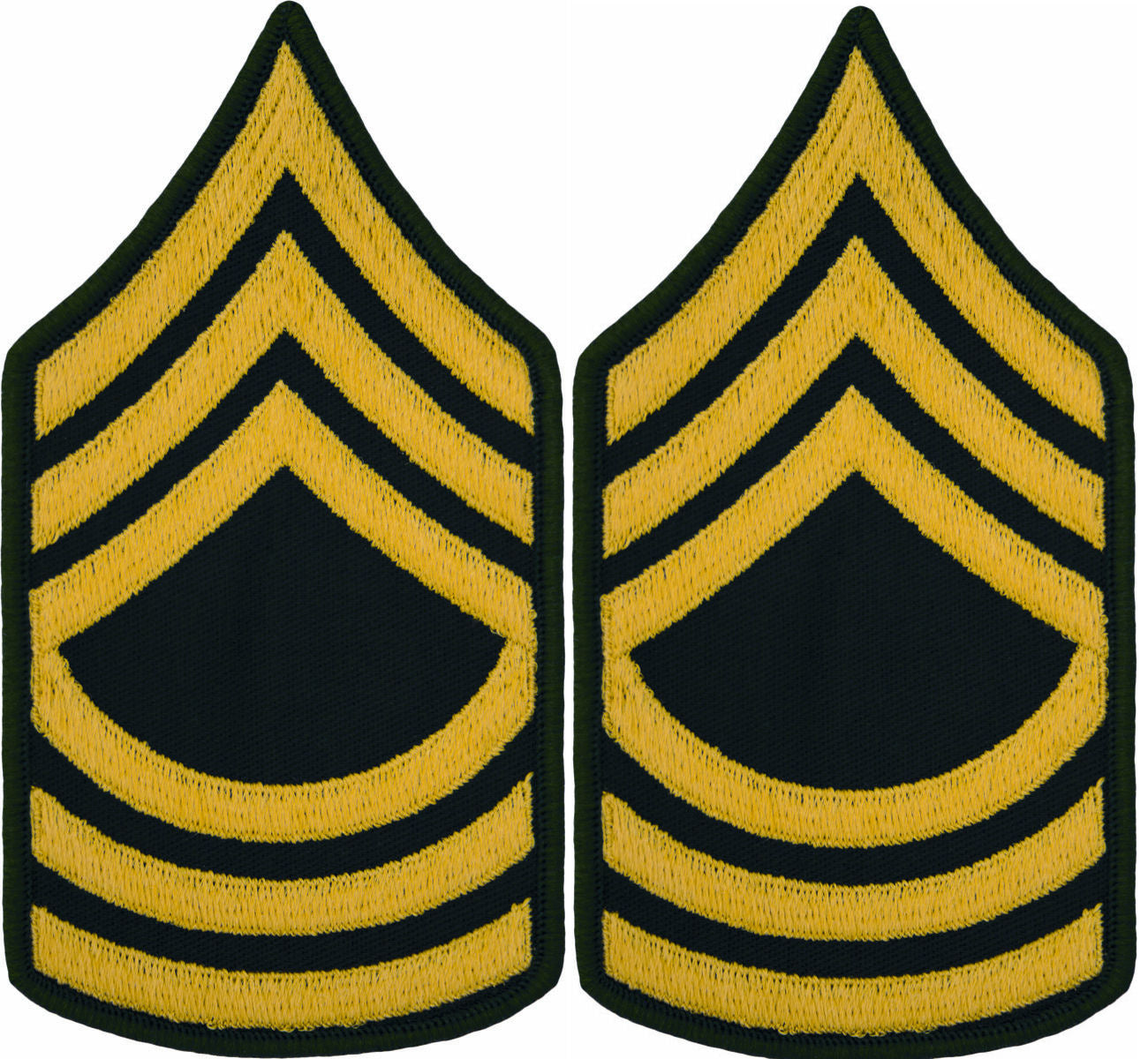 U.S. Army Gold on Green Chevrons - Pair - All Enlisted Ranks