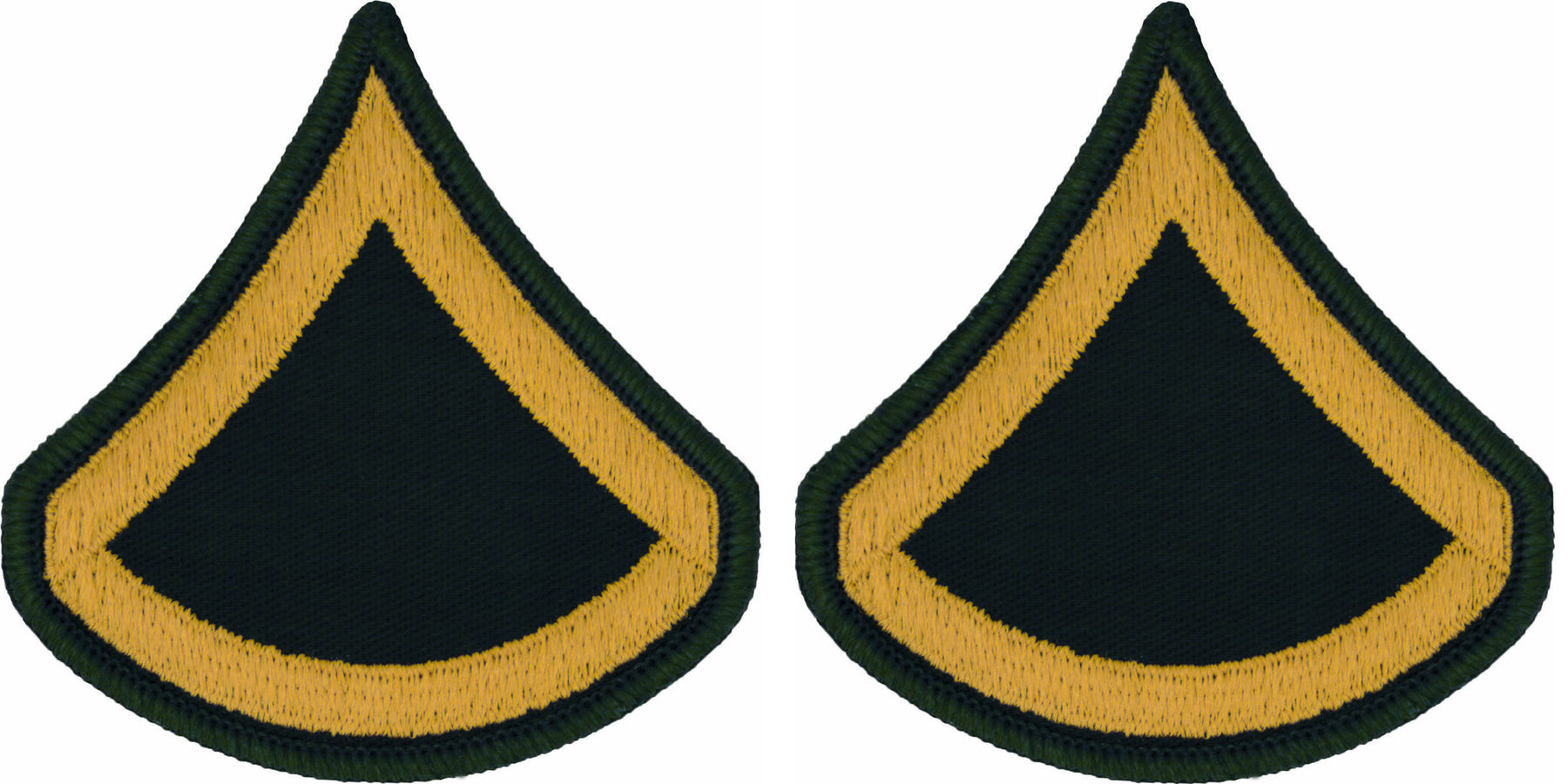 U.S. Army Gold on Green Chevrons - Pair - All Enlisted Ranks